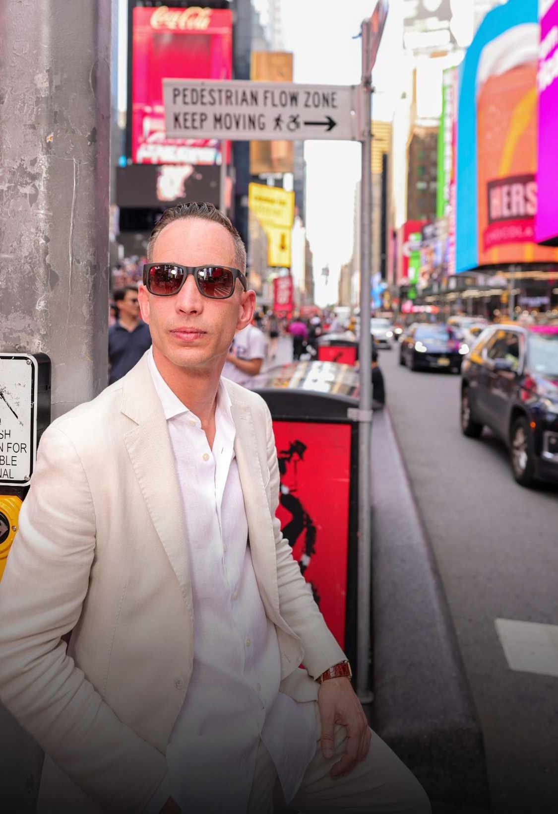 John Silvera in Times Square, New York